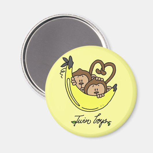 Affen Twin Boys Tshirts und Geschenke Magnet (Vorderseite/Rückseite)