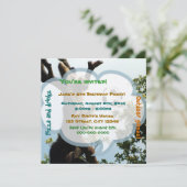 Affen und Ball, lustige Geburtstagsparty Einladung (Stehend Vorderseite)