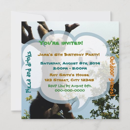Affen und Ball, lustige Geburtstagsparty Einladung (Vorderseite)