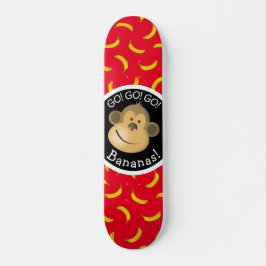 Affen und Bananen Party Rot und Schwarz Skateboard