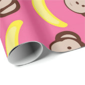 Affen und Bananen Pink.jpg Geschenkpapier (Rolleneckpunkt)