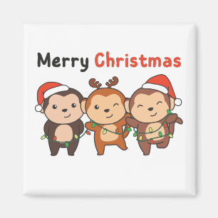 Affen Weihnachten Tiere Affen Frohe Weihnachten Magnet