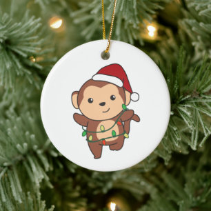 Affen Weihnachten Wintertiere Affen Keramik oder Ornament