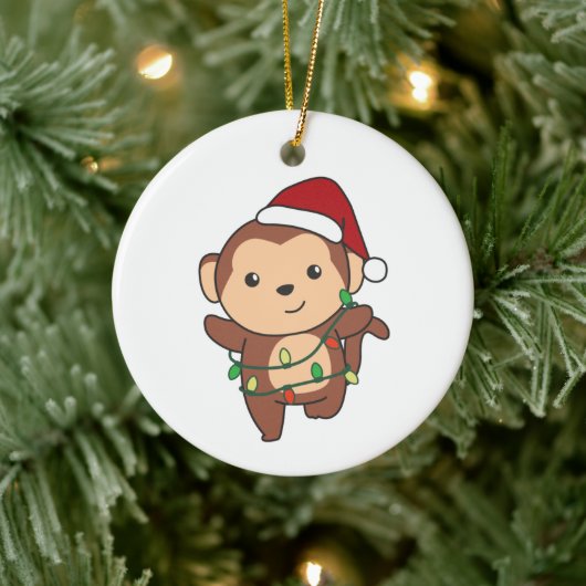 Affen Weihnachten Wintertiere Affen Keramik oder Ornament (Baum)