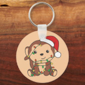Affen Weihnachten Wintertiere Affen Schlüsselanhän Schlüsselanhänger (Vorderseite)