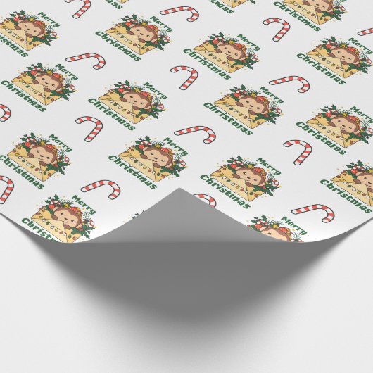 Affen Weihnachtsbrief Wintertiere Affen Geschenkpapier (Ecke)