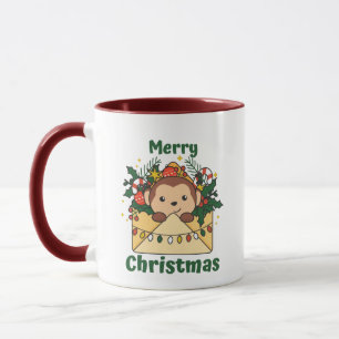 Affen Weihnachtsbrief Wintertiere Affen Tasse