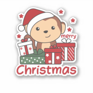 Affen Weihnachtsgeschenk Wintertiere Affen Aufkleber