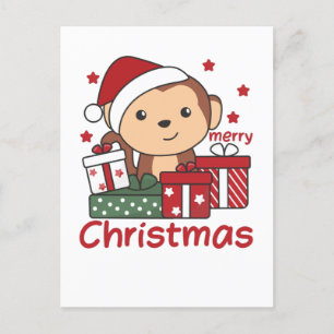 Affen Weihnachtsgeschenk Wintertiere Affen Feiertagspostkarte