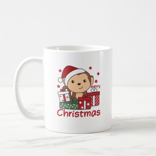 Affen Weihnachtsgeschenk Wintertiere Affen Kaffeetasse (Links)