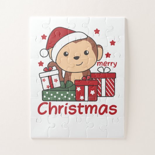 Affen Weihnachtsgeschenk Wintertiere Affen Puzzle (Vertikal)
