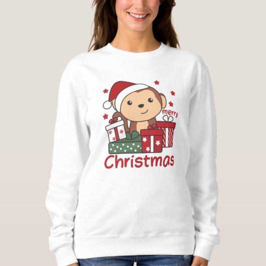 Affen Weihnachtsgeschenk Wintertiere Affen Sweatshirt (Vorderseite)