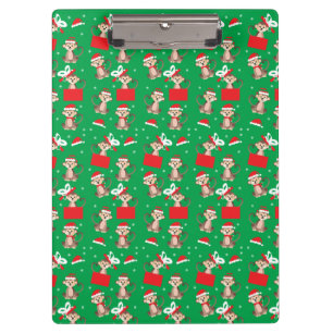 Affen-Weihnachtsmuster Rot Grün Klemmbrett