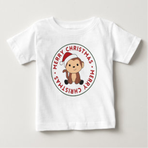 Affen Weihnachtsschnee Wintertiere Affen Baby T-shirt
