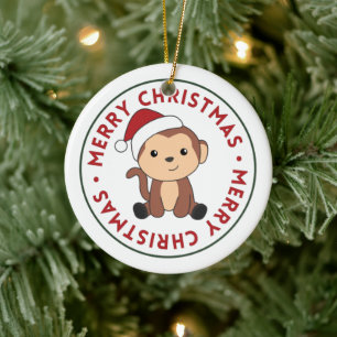 Affen Weihnachtsschnee Wintertiere Affen Ceram Keramik Ornament