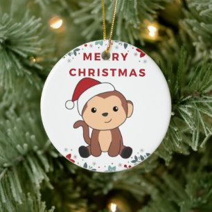 Affen Weihnachtsschnee Wintertiere Affen Ceram Keramik Ornament