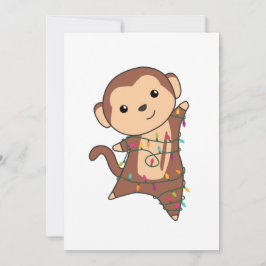 Affen Weihnachtsschnee Wintertiere Affen Feiertagskarte