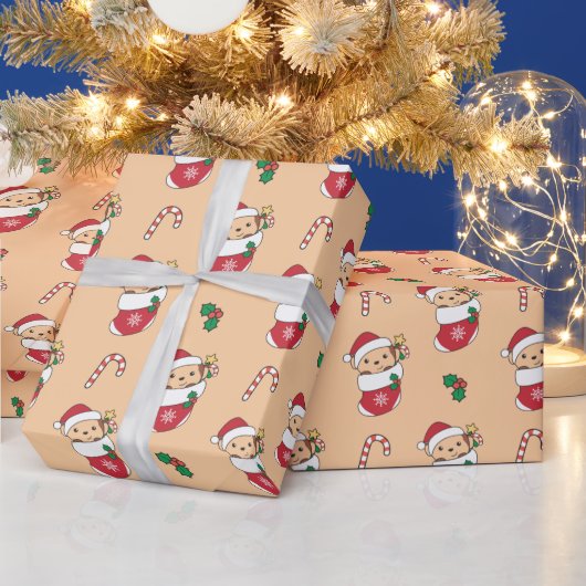 Affen Weihnachtsschnee Wintertiere Affen Geschenkpapier (Feiertage)