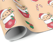 Affen Weihnachtsschnee Wintertiere Affen Geschenkpapier (Rolleneckpunkt)