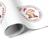 Affen Weihnachtsschnee Wintertiere Affen Geschenkpapier (Rolleneckpunkt)