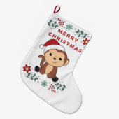 Affen Weihnachtsschnee Wintertiere Affen große Großer Weihnachtsstrumpf (Vorderansicht (hängend))