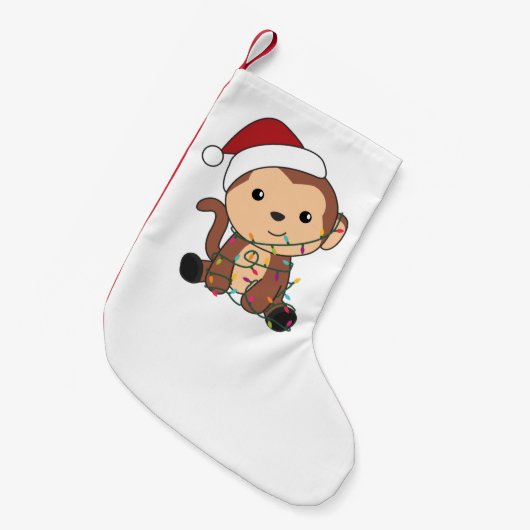 Affen Weihnachtsschnee Wintertiere Affen Kleiner Weihnachtsstrumpf (Vorderansicht (hängend))