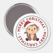 Affen Weihnachtsschnee Wintertiere Affen Magne Magnet (Vorderseite/Rückseite)