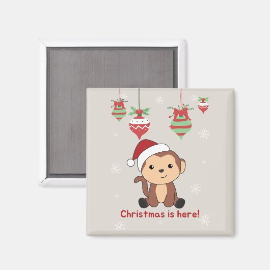 Affen Weihnachtsschnee Wintertiere Affen Magne Magnet (Vorderseite/Rückseite)