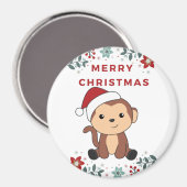 Affen Weihnachtsschnee Wintertiere Affen Magne Magnet (Vorderseite/Rückseite)