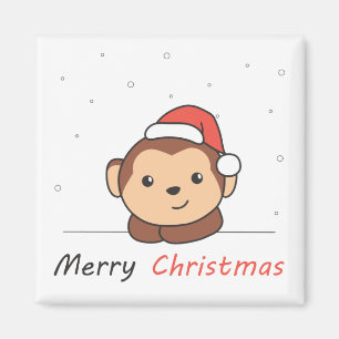 Affen Weihnachtsschnee Wintertiere Affen Magnet