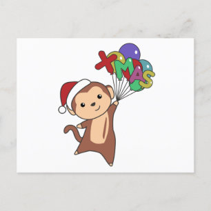 Affen Weihnachtsschnee Wintertiere Affen Postkarte