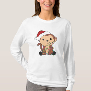 Affen Weihnachtsschnee Wintertiere Affen T-Shirt