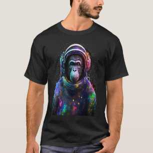 Affenastronautin mit Helm und Anzug im Weltraum T-Shirt