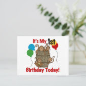 Affenbarsch 1. Geburtstag Postkarte (Stehend Vorderseite)
