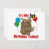 Affenbarsch 1. Geburtstag Postkarte (Vorne/Hinten)