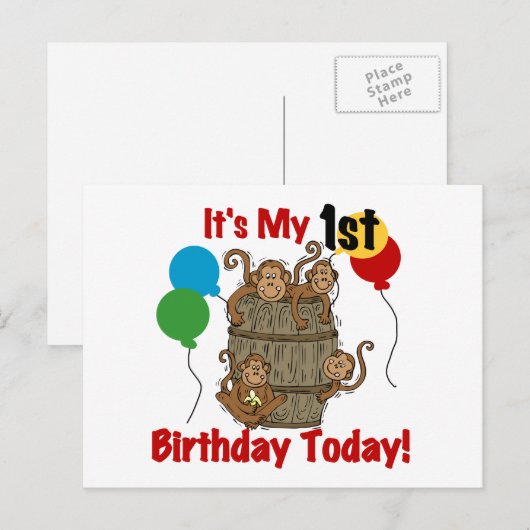 Affenbarsch 1. Geburtstag Postkarte (Vorne/Hinten)