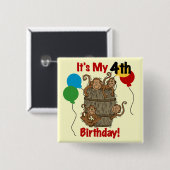 Affenbarsch 4. Geburtstag Button (Vorne & Hinten)