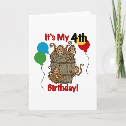 Affenbarsch 4. Geburtstag Karte (Vorderseite)