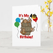 Affenbarsch 4. Geburtstag Karte (Gelbe Blume)