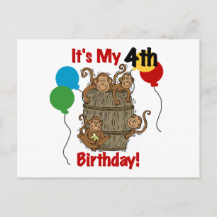 Affenbarsch 4. Geburtstag Postkarte