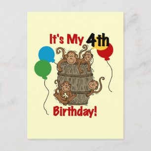 Affenbarsch 4. Geburtstag Postkarte