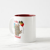 Affenbarsch 4. Geburtstag Zweifarbige Tasse (Vorderseite Links)