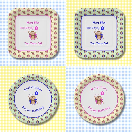 Affenblase 2. Geburtstag Pappteller