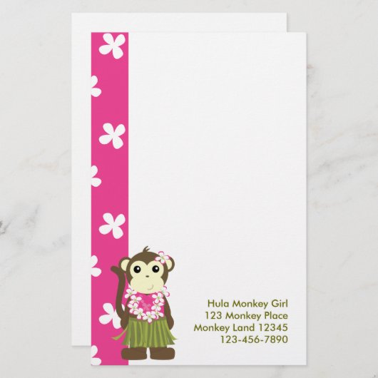 Affenblumen2, Girlmonkeytrop, Hula Monkey Gir... Briefpapier (Vorne/Hinten)