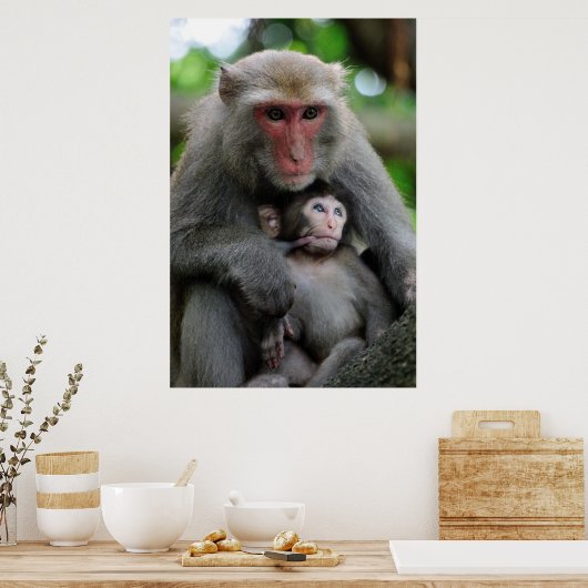 Affenbrühe Fütterte ihr Baby Poster (Küche)