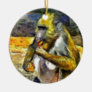Affenessen Keramik Ornament