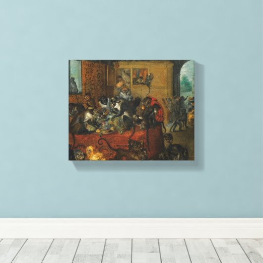 Affenessen Leinwanddruck (Insitu (Holzboden))