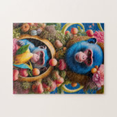 Affenfamilie in Blau Puzzle (Horizontal)