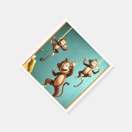 Affenfamilie Serviette (Ecke)