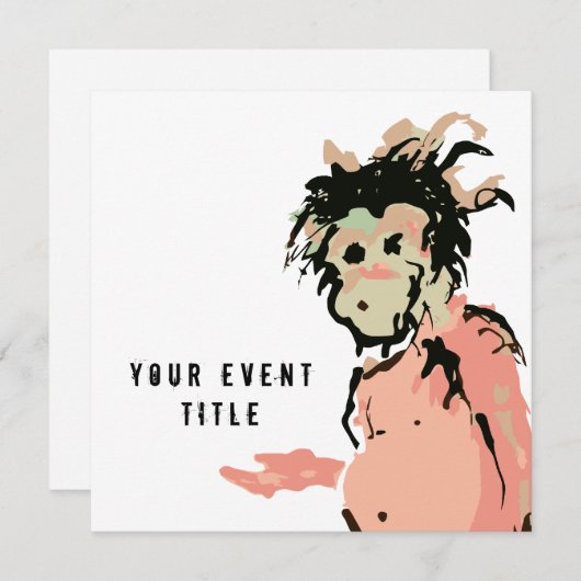 Affenfarbe Einladung (Vorne/Hinten)